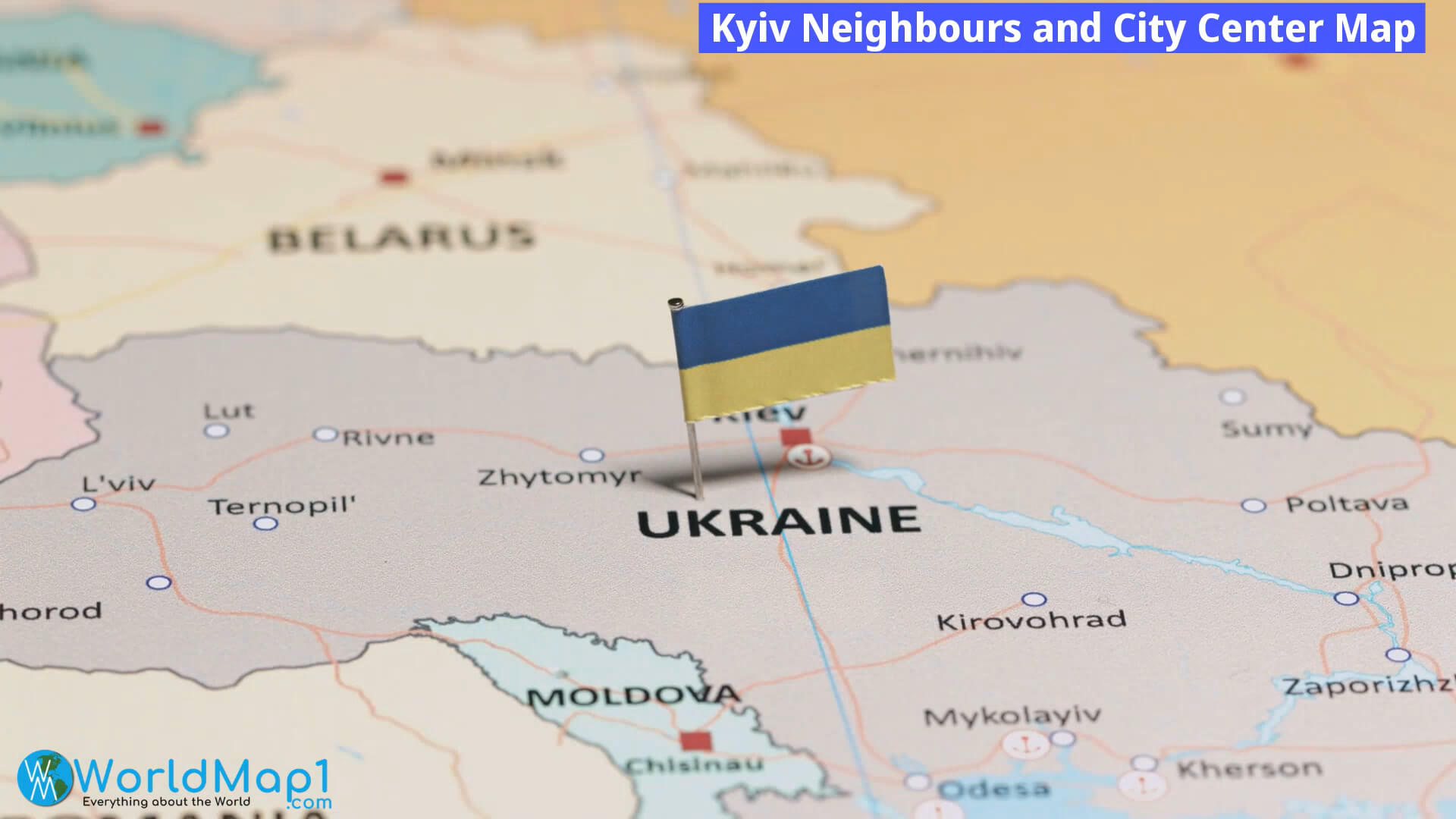 Carte des voisins et du centre-ville de Kiev